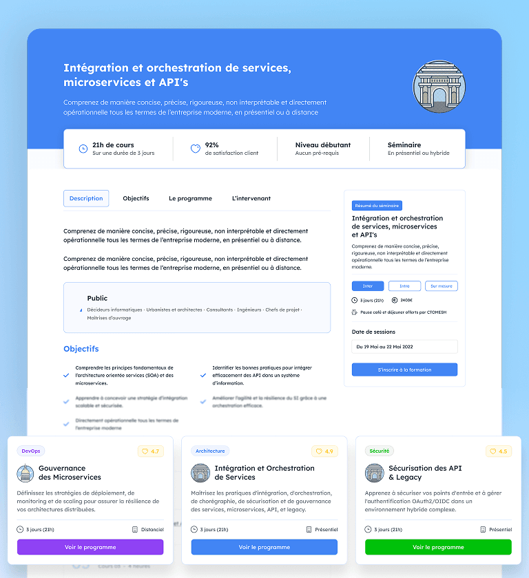 Aperçu du projet Plateforme de Formations B2B