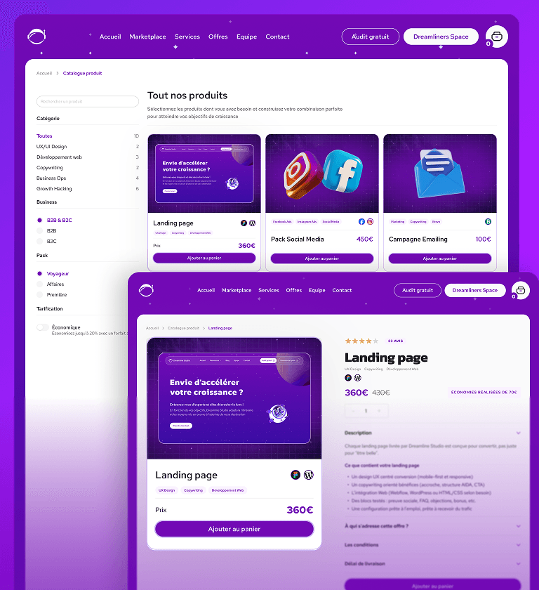 Aperçu du projet Marketplaces Services